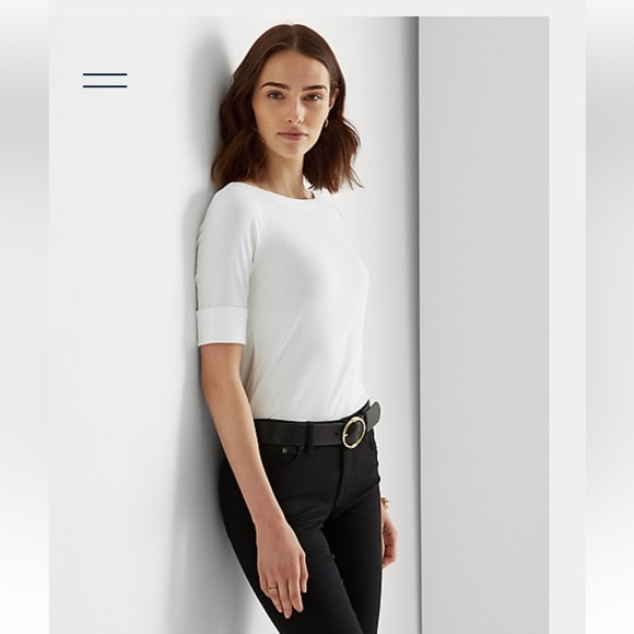 Lauren Ralph Lauren Tops - Ralph Lauren Cotton Boatneck White Top, XL